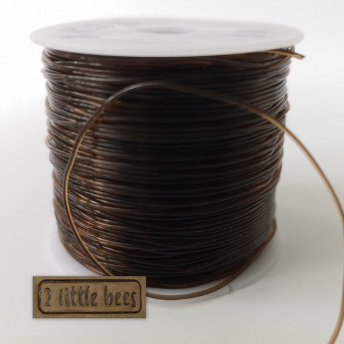 0.8mm Elastic Beading Thread. Brown - 2 little bees