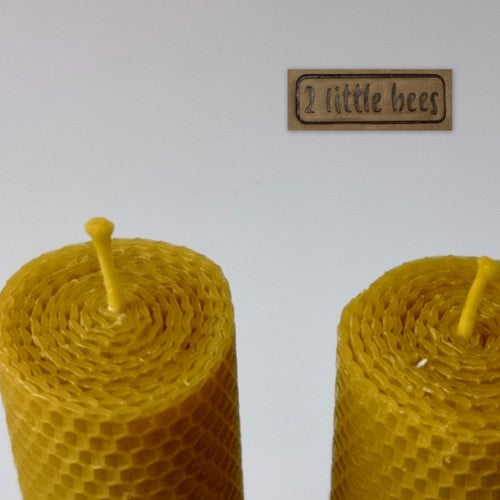 2x16cm Beeswax Candles - 2 little bees