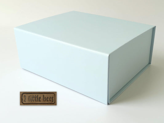 Light blue magnetic gift box. Medium box